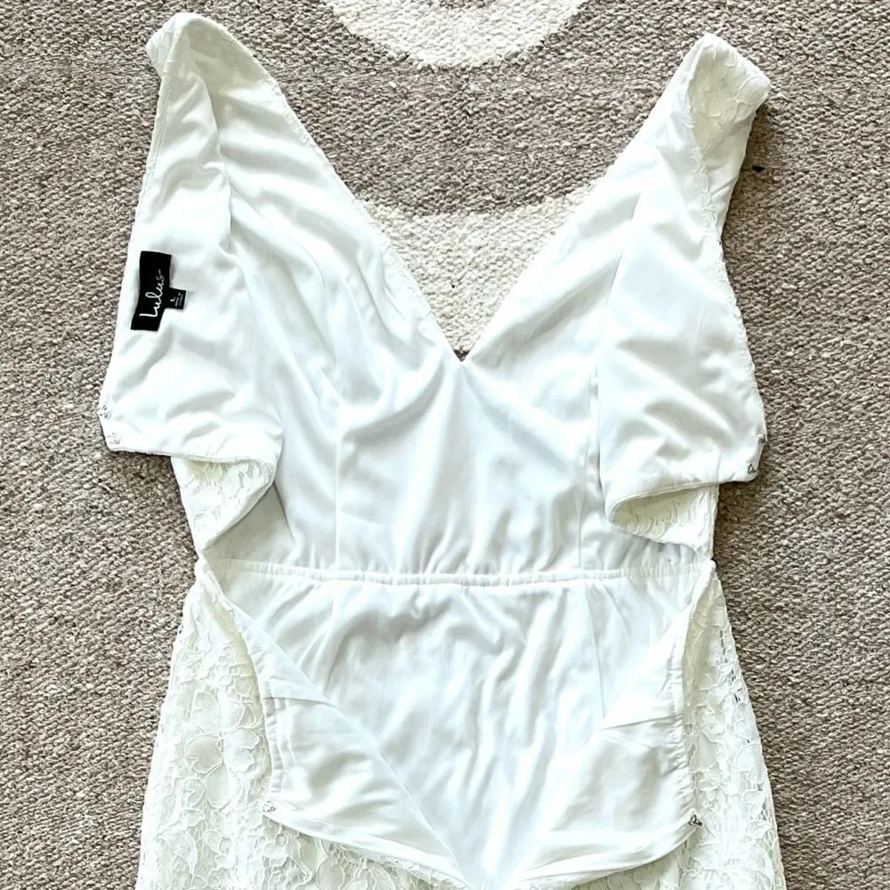 Lulu's White Lace V-Neck Cutout Mini Dress - Picture 8 of 11